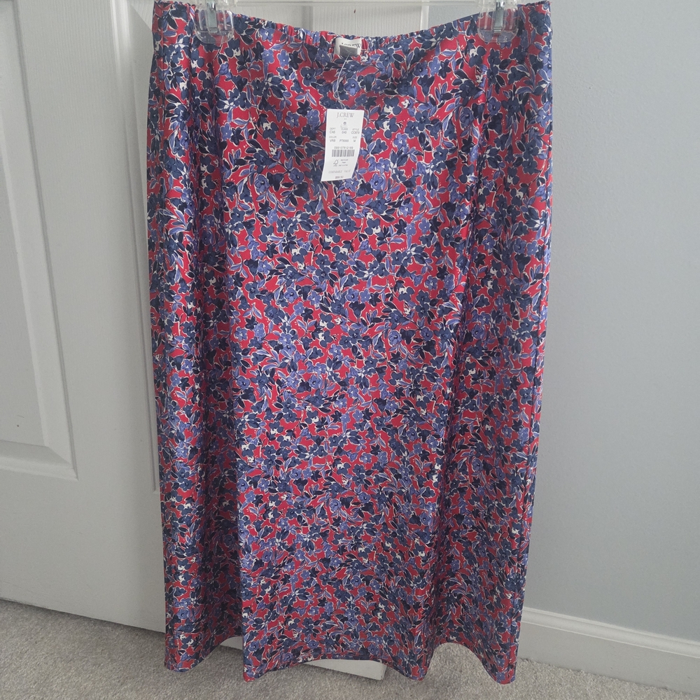 J. Crew Red and Blue Floral Maxi Skirt